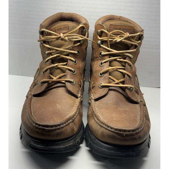 Polo Sport Ralph Lauren Men's Sz 10D Tumbled Leather Buckle Laces Ranger Boots